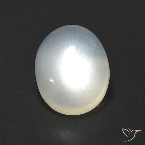 Piedra de Luna Blanco translúcido natural de 2.33 ct, Ovalada, Transparente