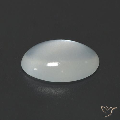 Piedra de Luna Blanco apagado natural de 1.70 ct, Ovalada, Transparente