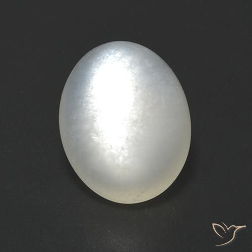 Piedra de Luna Blanco perlado natural de 2.31 ct, Ovalada, Translúcido