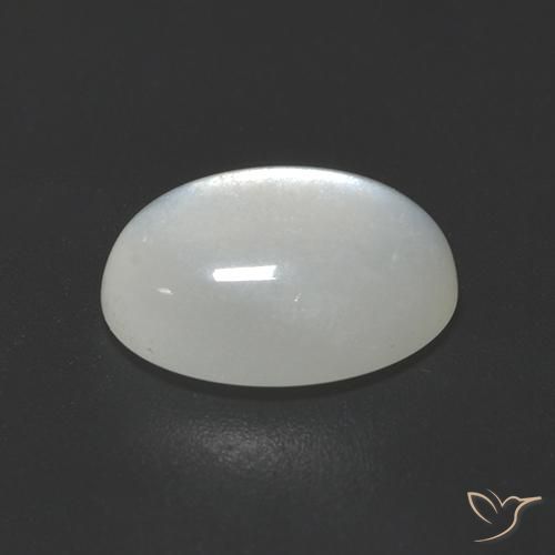 Piedra de Luna Blanco perlado natural de 2.31 ct, Ovalada, Translúcido