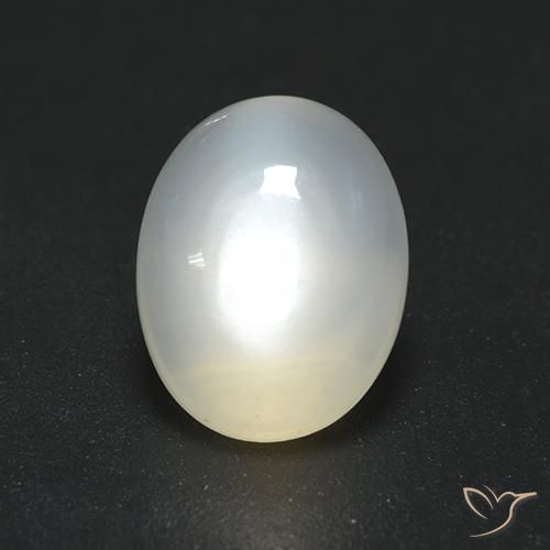 Piedra de Luna Blanco translúcido natural de 1.65 ct, Ovalada, Transparente