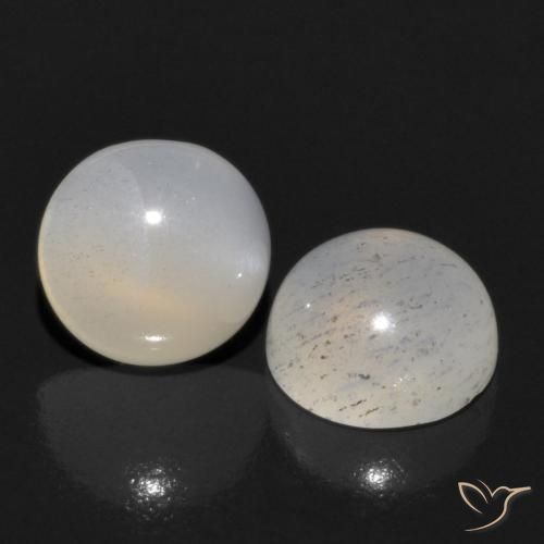 Gemas de Piedra de Luna Marrón claro medio natural de 1.14 ct, Redondo, Translúcido