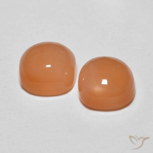 Gemas de Piedra de Luna Naranja claro natural de 2.17 ct, Forma Cojín, Translúcido
