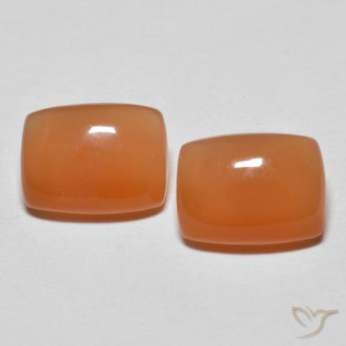 2.60ctw Natural Naranja medio Piedra de Luna, Forma Cojín, Translúcido