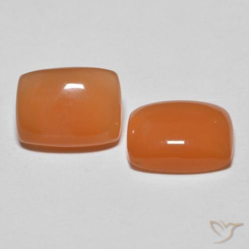 Gemas de Piedra de Luna Naranja medio natural de 2.60 ct, Forma Cojín, Translúcido