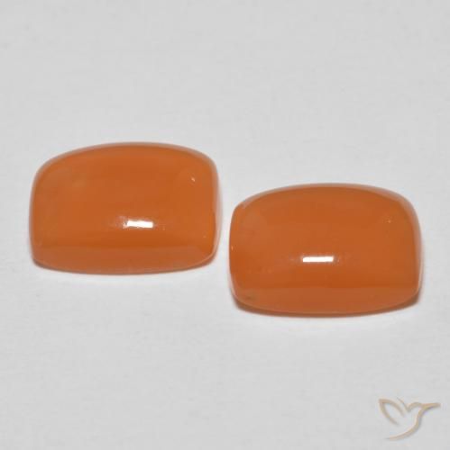 Gemas de Piedra de Luna Naranja medio natural de 2.60 ct, Forma Cojín, Translúcido