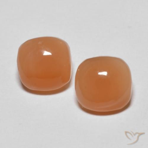 1.58ctw Natural Naranja claro Piedra de Luna, Forma Cojín, Translúcido