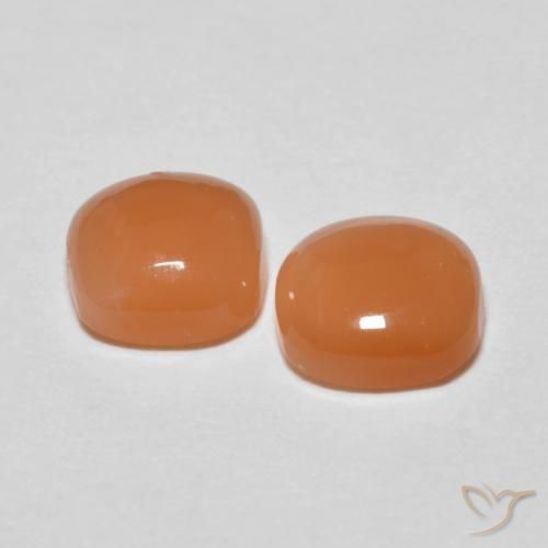 Gemas de Piedra de Luna Naranja claro natural de 1.58 ct, Forma Cojín, Translúcido