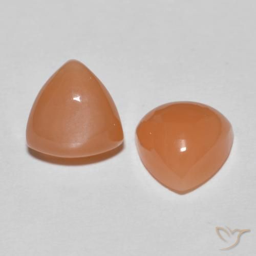 Gemas de Piedra de Luna Naranja claro natural de 3.74 ct, Trillón, Translúcido