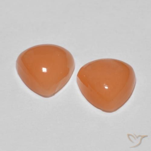 Gemas de Piedra de Luna Naranja rojizo claro natural de 3.69 ct, Trillón, Translúcido