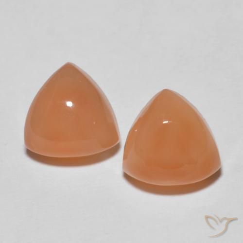3.99ctw Natural Naranja rojizo claro Piedra de Luna, Trillón, Translúcido