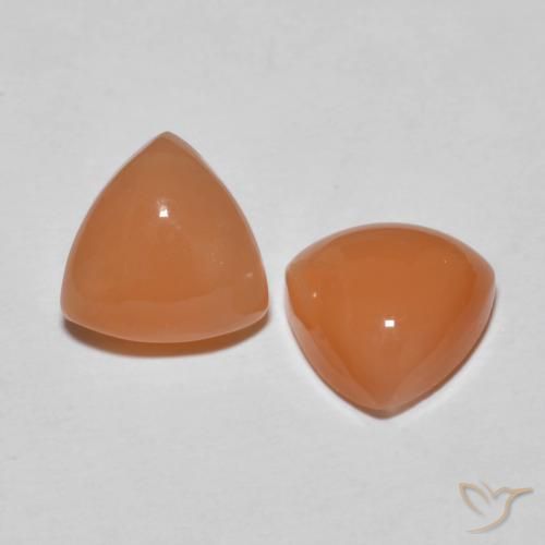 Gemas de Piedra de Luna Naranja rojizo claro natural de 3.43 ct, Trillón, Translúcido