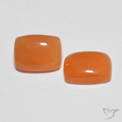 Gemas de Piedra de Luna Naranja medio natural de 2.58 ct, Forma Cojín, Translúcido