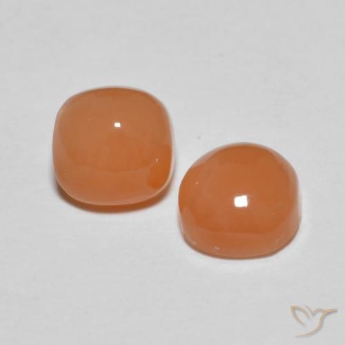 Gemas de Piedra de Luna Naranja claro natural de 2.15 ct, Forma Cojín, Translúcido