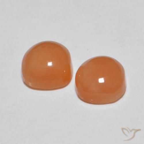 Gemas de Piedra de Luna Naranja claro natural de 2.15 ct, Forma Cojín, Translúcido