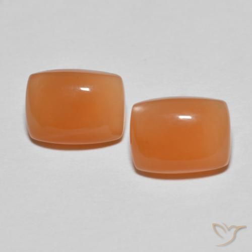 Gemas de Piedra de Luna Naranja medio natural de 2.77 ct, Forma Cojín, Translúcido