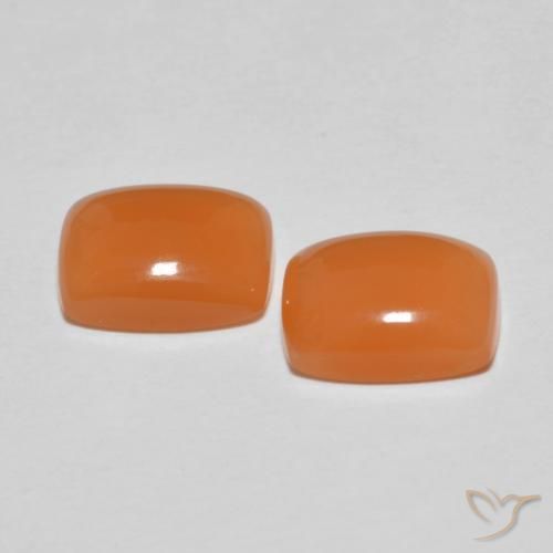 Gemas de Piedra de Luna Naranja medio natural de 2.77 ct, Forma Cojín, Translúcido
