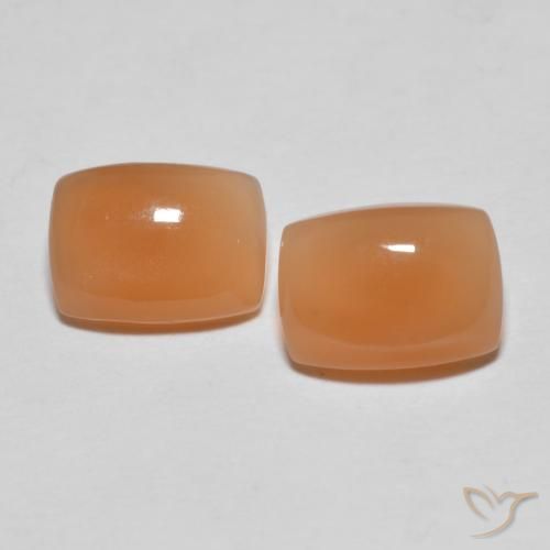 Gemas de Piedra de Luna Naranja rojizo natural de 2.64 ct, Forma Cojín, Translúcido