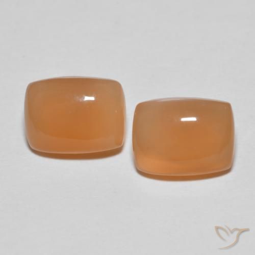2.83ctw Natural Naranja durazno Piedra de Luna, Forma Cojín, Translúcido