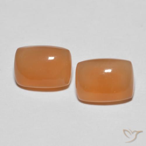 2.69ctw Natural Naranja durazno Piedra de Luna, Forma Cojín, Transparente