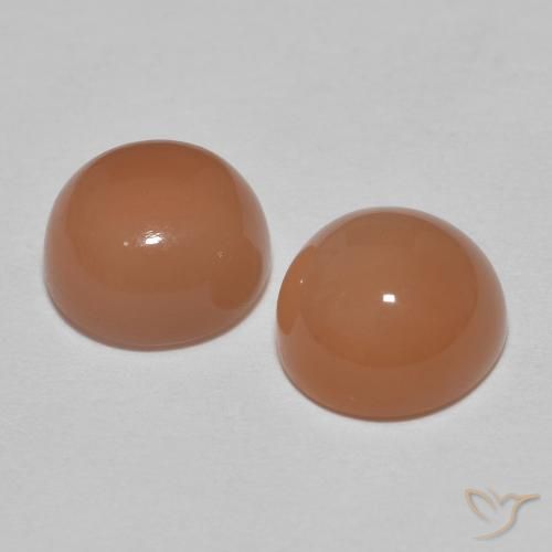 Gemas de Piedra de Luna Naranja sidra natural de 3.25 ct, Redondo, Translúcido