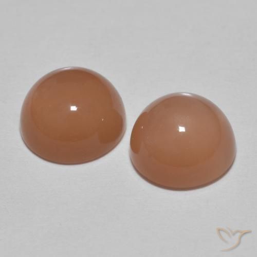 Gemas de Piedra de Luna Naranja medio natural de 3.09 ct, Redondo, Translúcido