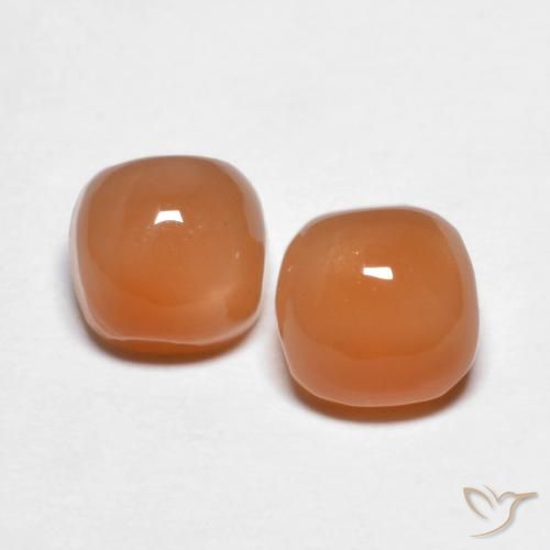 2.40ctw Natural Naranja melocotón vívido Piedra de Luna, Forma Cojín, Translúcido