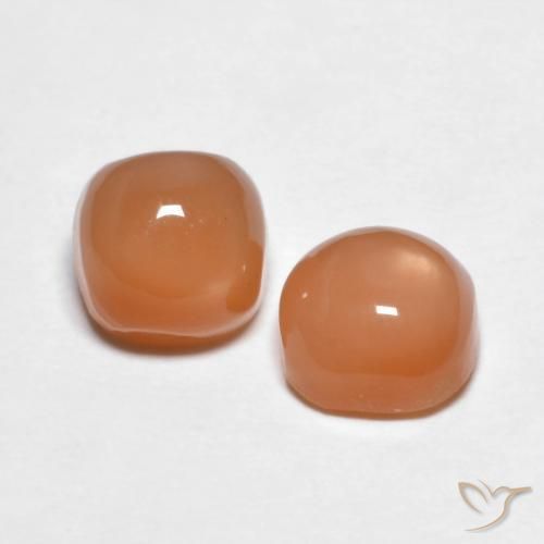 Gemas de Piedra de Luna Naranja melocotón vívido natural de 2.40 ct, Forma Cojín, Translúcido