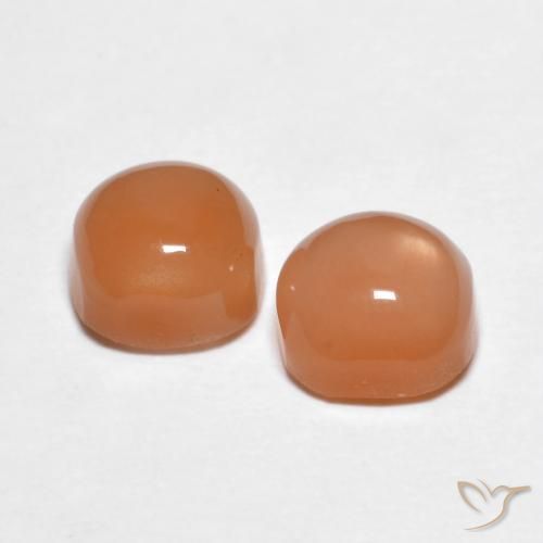 Gemas de Piedra de Luna Naranja melocotón vívido natural de 2.40 ct, Forma Cojín, Translúcido