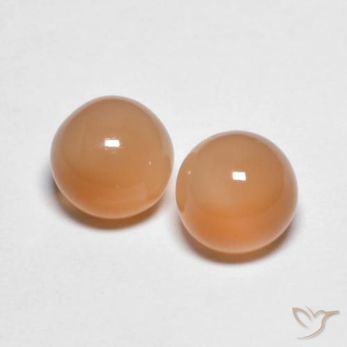 3.28ctw Natural Medium Light-Orange Piedra de Luna, Redondo, Transparente