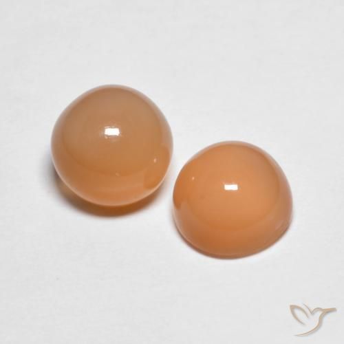 Gemas de Piedra de Luna Medium Light-Orange natural de 3.28 ct, Redondo, Transparente