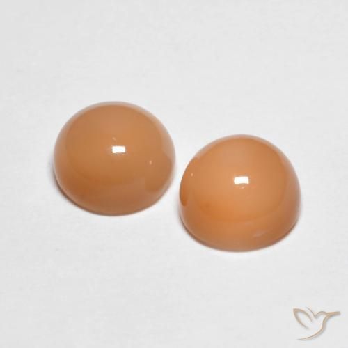 Gemas de Piedra de Luna Medium Light-Orange natural de 3.28 ct, Redondo, Transparente