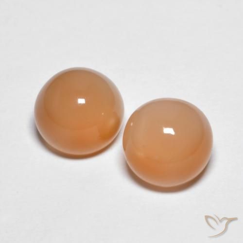 3.22ctw Natural Naranja cantaloupe Piedra de Luna, Redondo, Transparente