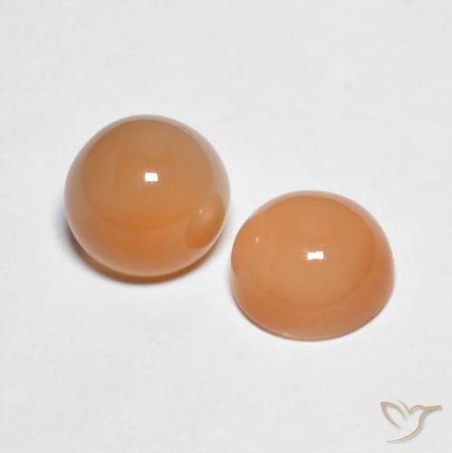 Gemas de Piedra de Luna Naranja cantaloupe natural de 3.22 ct, Redondo, Transparente
