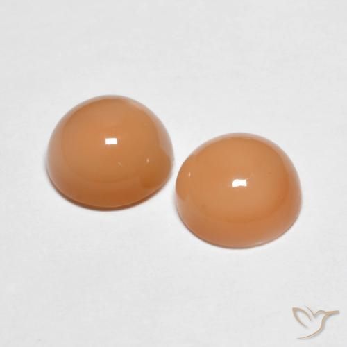 Gemas de Piedra de Luna Naranja cantaloupe natural de 3.22 ct, Redondo, Transparente