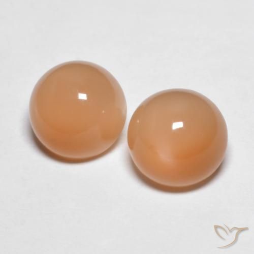 3.04ctw Natural Naranja cantaloupe Piedra de Luna, Redondo, Transparente