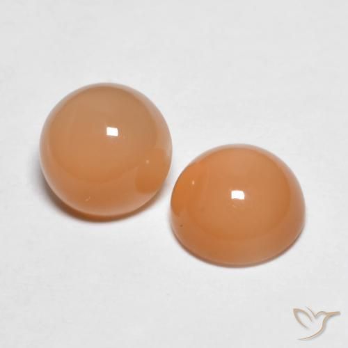Gemas de Piedra de Luna Naranja cantaloupe natural de 3.04 ct, Redondo, Transparente