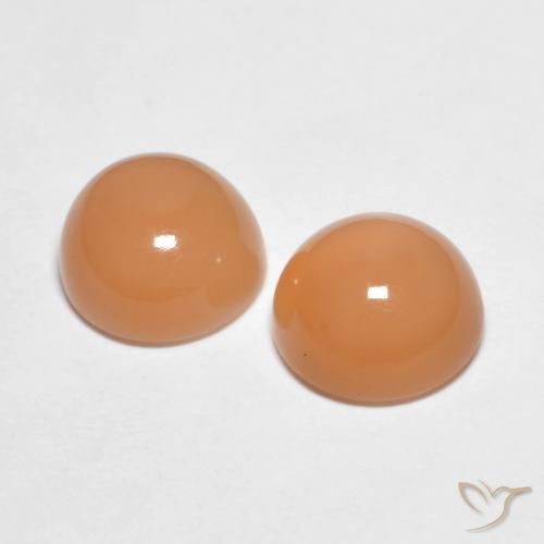 Gemas de Piedra de Luna Naranja cantaloupe natural de 3.04 ct, Redondo, Transparente