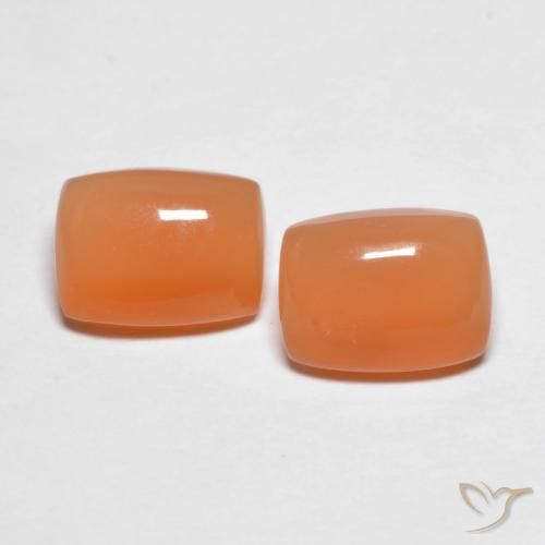 2.69ctw Natural Naranja melocotón vívido Piedra de Luna, Forma Cojín, Translúcido