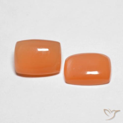Gemas de Piedra de Luna Naranja melocotón vívido natural de 2.69 ct, Forma Cojín, Translúcido