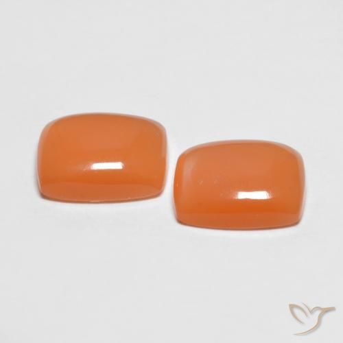 Gemas de Piedra de Luna Naranja melocotón vívido natural de 2.69 ct, Forma Cojín, Translúcido