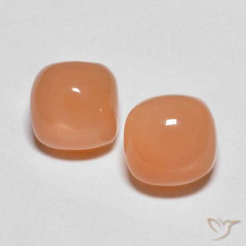 3.97ctw Natural Naranja medio Piedra de Luna, Forma Cojín, Transparente