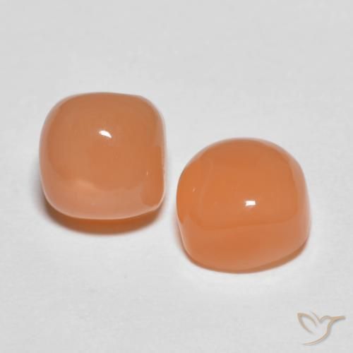 Gemas de Piedra de Luna Naranja medio natural de 3.97 ct, Forma Cojín, Transparente