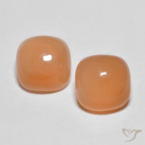 4.62ctw Natural Naranja durazno Piedra de Luna, Forma Cojín, Translúcido