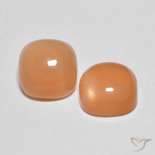 Gemas de Piedra de Luna Naranja durazno natural de 4.62 ct, Forma Cojín, Translúcido