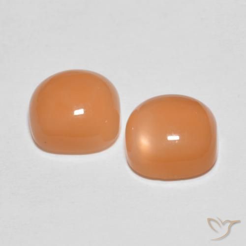 Gemas de Piedra de Luna Naranja durazno natural de 4.62 ct, Forma Cojín, Translúcido