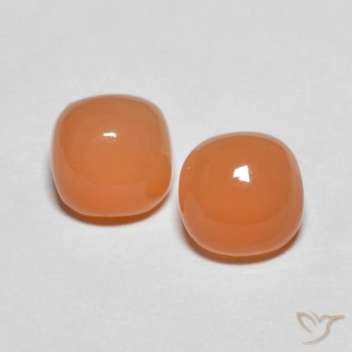 2.17ctw Natural Naranja durazno Piedra de Luna, Forma Cojín, Translúcido