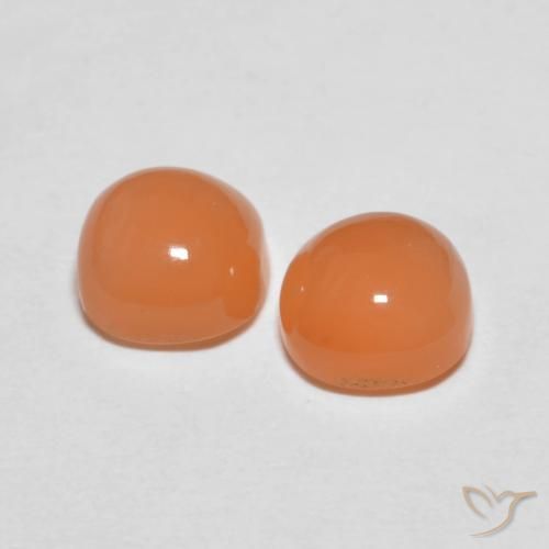 Gemas de Piedra de Luna Naranja durazno natural de 2.17 ct, Forma Cojín, Translúcido