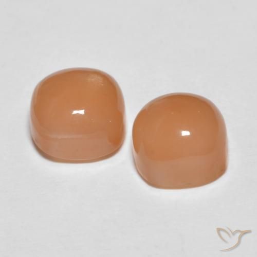 Gemas de Piedra de Luna Naranja cantaloupe natural de 3.98 ct, Forma Cojín, Translúcido