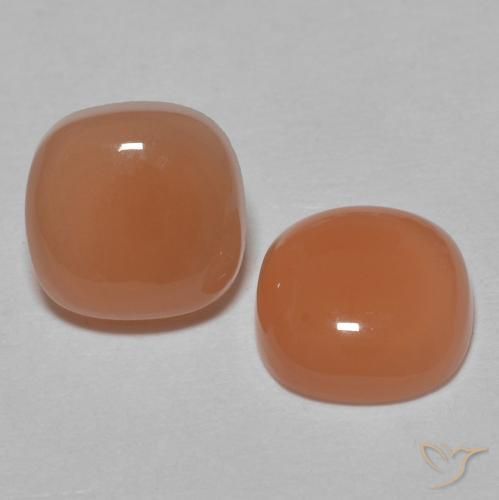 Gemas de Piedra de Luna Naranja rojizo claro natural de 2.49 ct, Forma Cojín, Translúcido